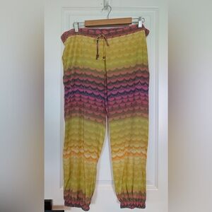 Shay Todd Women’s Rainbow Silk Drawstring Boho Festival Vintage Pants Size L